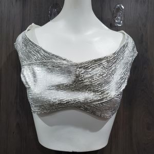 NWT Fashion Nova Silver Bandage Style Top Size M L👀K Party Clubbing Vacation 👀